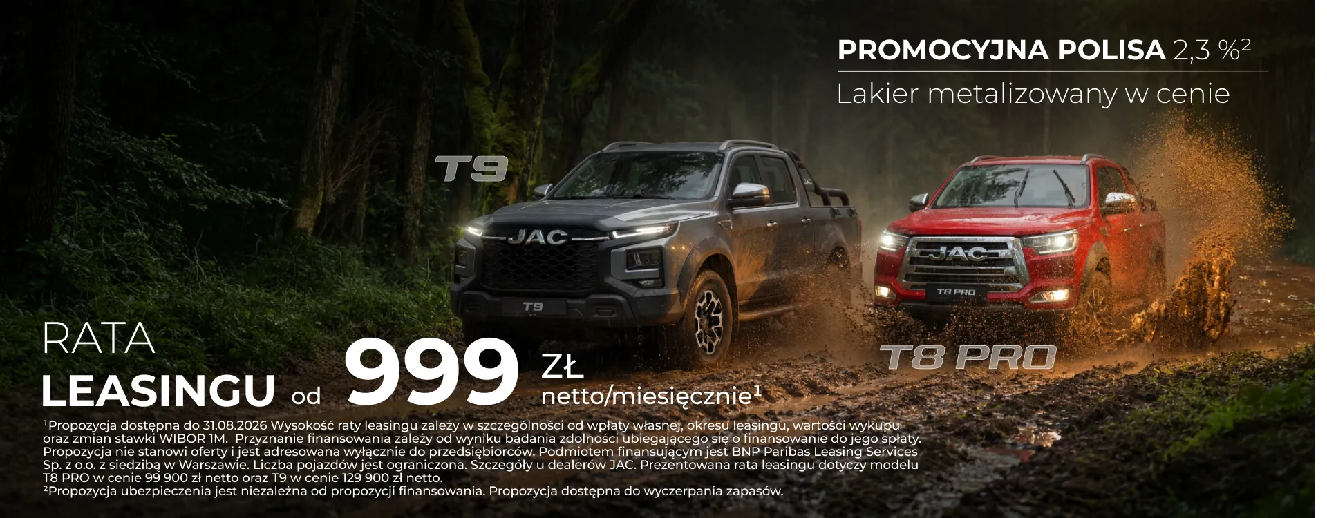 JAC T8 PRO i T9 leasing od 999 zł netto/mies.