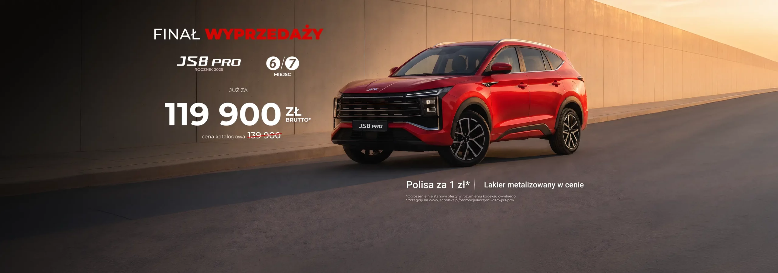 JAC JS8 PRO 2025 - już za 119 900 zł i polisą za 1zł